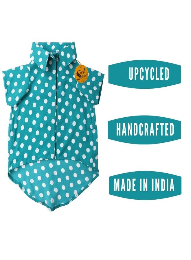 سايج سكوير قميص كلاب مطبوع عليه رسومات مربعة جريئة، قميص كلاب عصري، فائق النعومة وخفيف الوزن، ملابس كلاب مريحة وجيدة التهوية، زي عصري (مقاس متوسط - 18 بوصة) (أزرق سماوي منقط) - Image 3